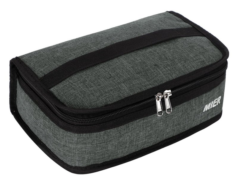 MIER Small Lunch Bag for Kids & Adults Compact Insulated Lunch Box Portable Thermal Mini Cooler for Work School Travel, Grey - Image 1